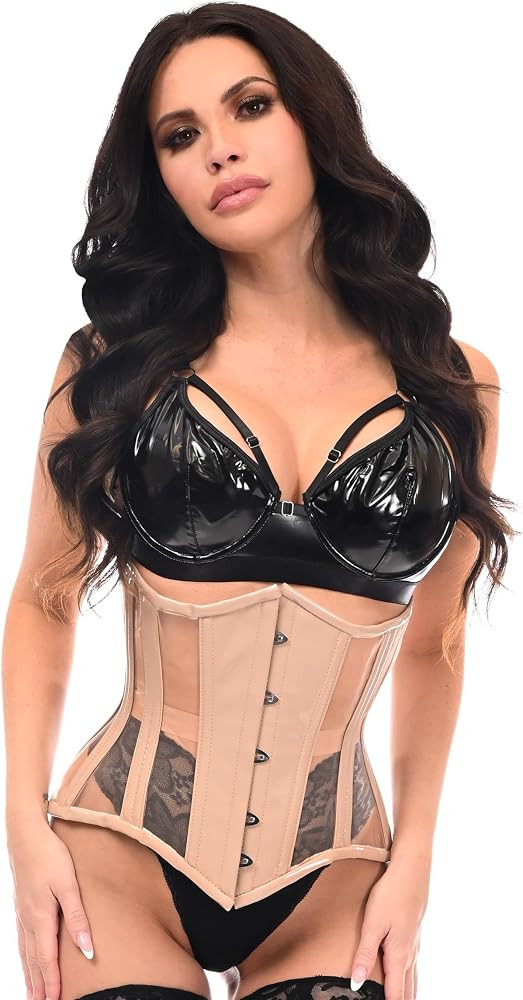 Daisy corsets Womens Top Drawer Nude Patent & Mesh Steel Boned Under Bust Corset | Amazon (US)