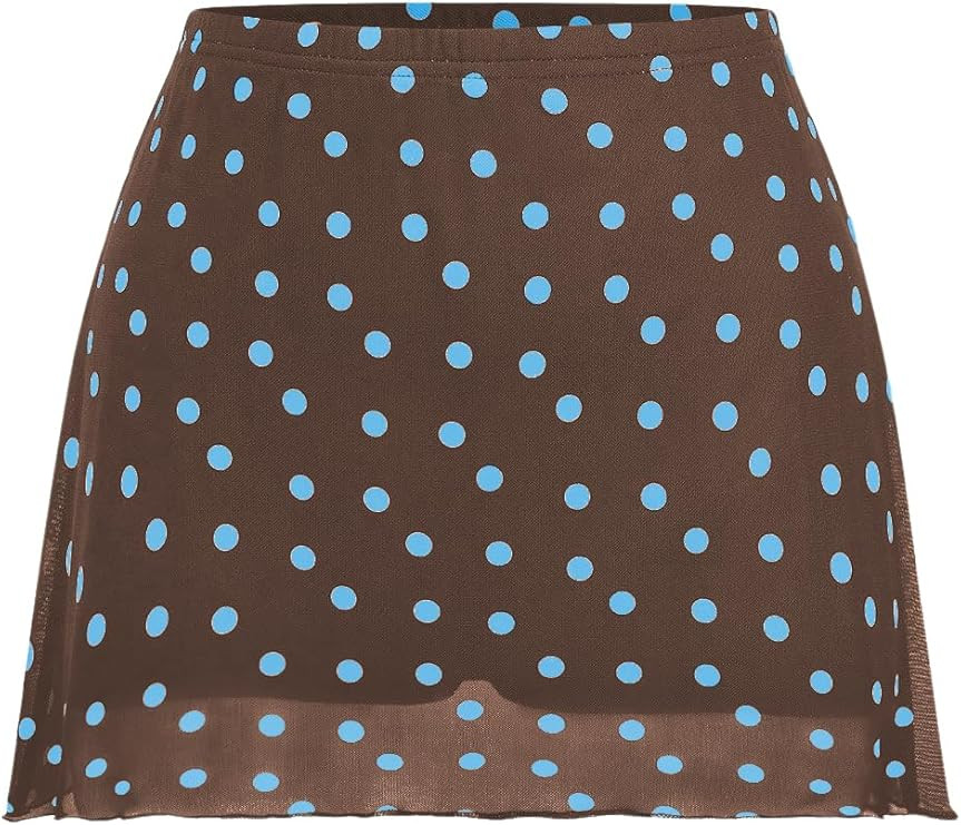 Verdusa Women's Polka Dots Mini Skirt Y2K Vintage Mesh Country Concert Outifits | Amazon (US)