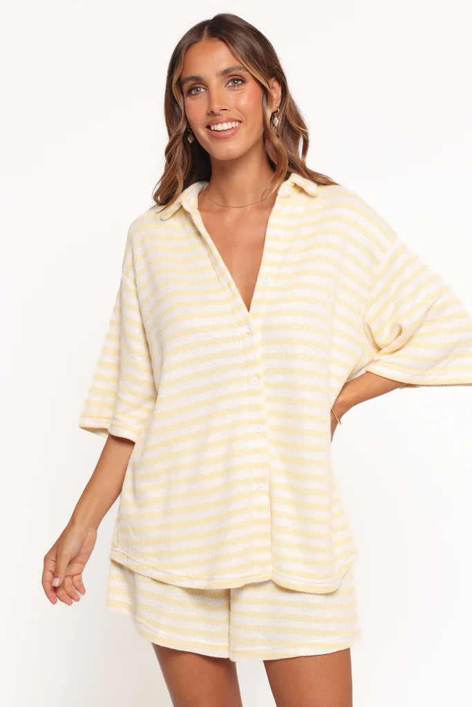 Sunny Knitted Short Set - Yellow Stripe | Petal & Pup (US)