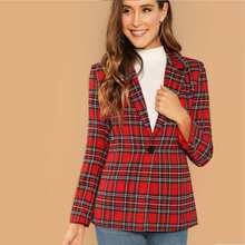 Single Button Plaid Blazer | SHEIN