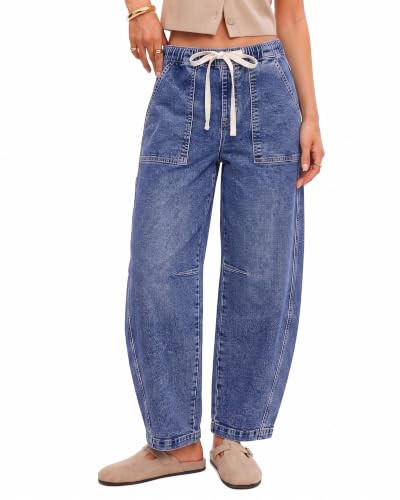 GRAPENT Women's Pants Ladies Jeans Denim Pants Cropped Length Reef Blue | Amazon (US)