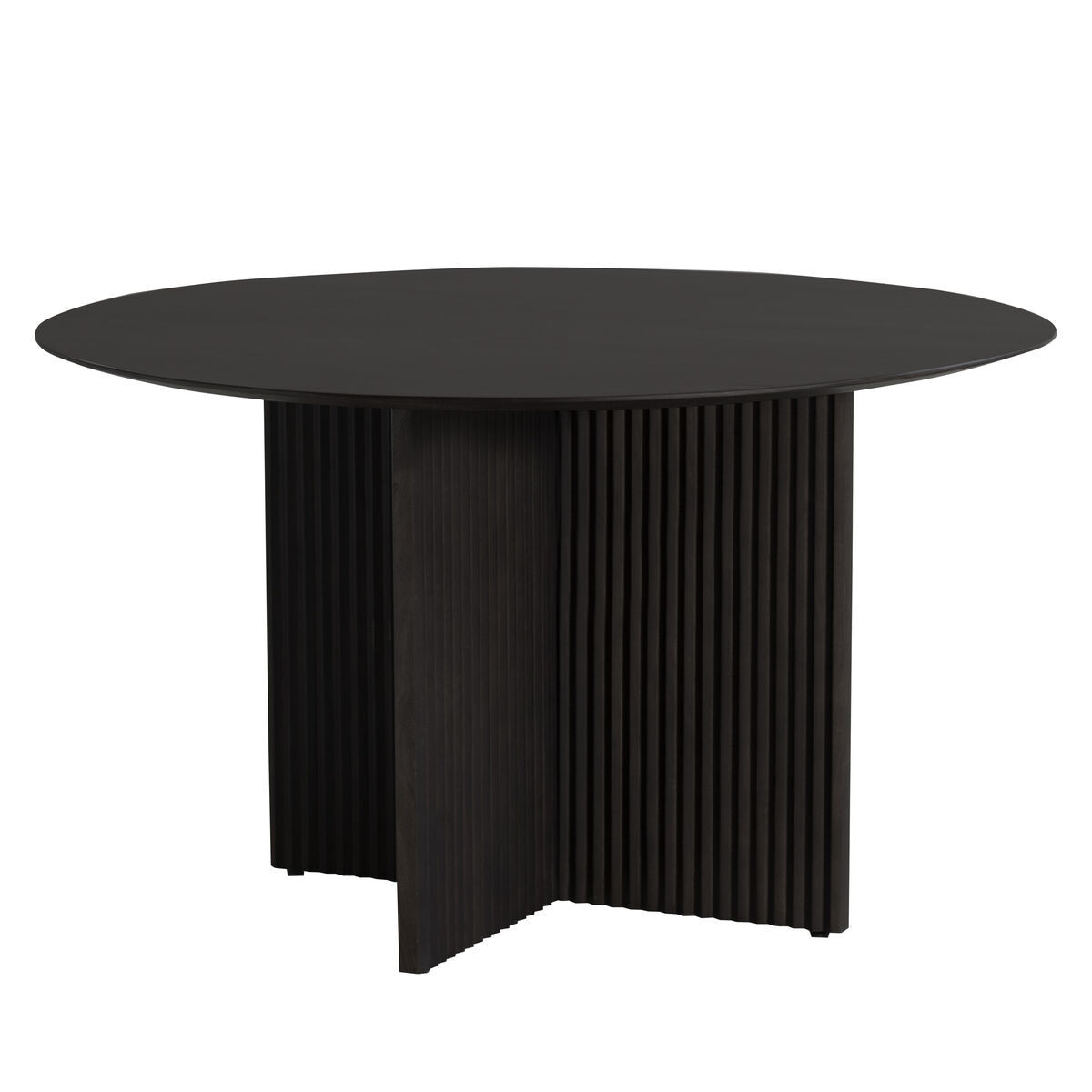 Karan Round Black Wood Fluted Cross Base Dining Table by World Market | World Market