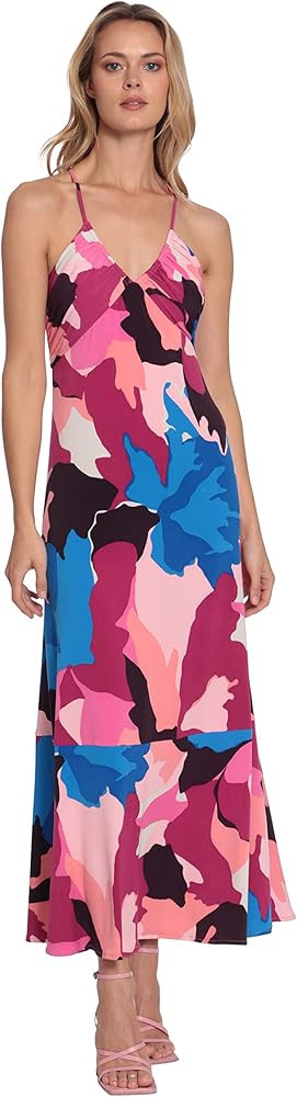 Donna Morgan Women's Spaghetti Halter Neck Maxi with Flounce Hem | Amazon (US)