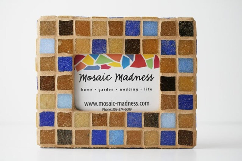 Mosaic Frame Glass Tile Brown Blue Periwinkle Home Decor New Home Housewarming Engagement Wedding... | Etsy (US)
