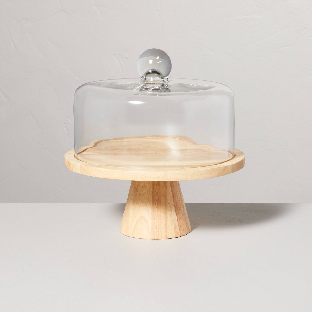 12" Wood Dessert Stand with Glass Cloche Natural/Clear - Hearth & Hand™ with Magnolia | Target