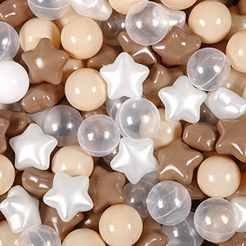 Ball Pit Balls Play Balls for Babies, Small Balls Stars for Kids Playpen Plastic Balls for Babies Ball Pool Puppy Playballs, Coffee Pearl White | Amazon (US)