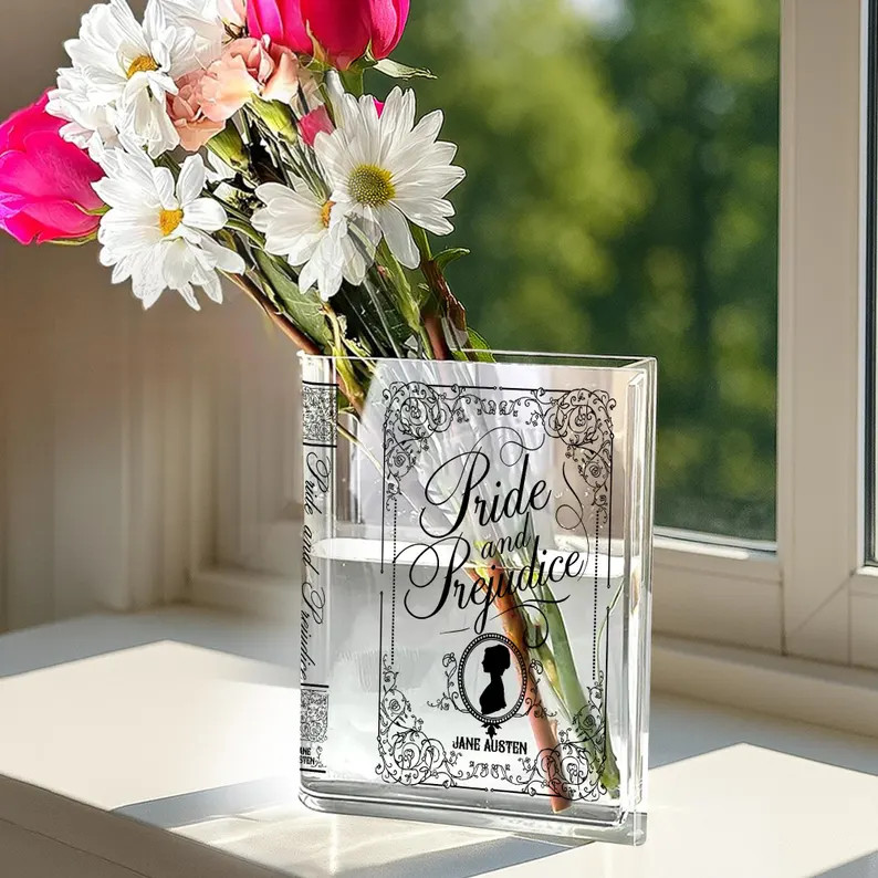 Pride and Prejudice Book Vase, Acrylic Book Shaped Flower, Jane Austen Gift, Book Lover Gift, Boo... | Etsy (US)