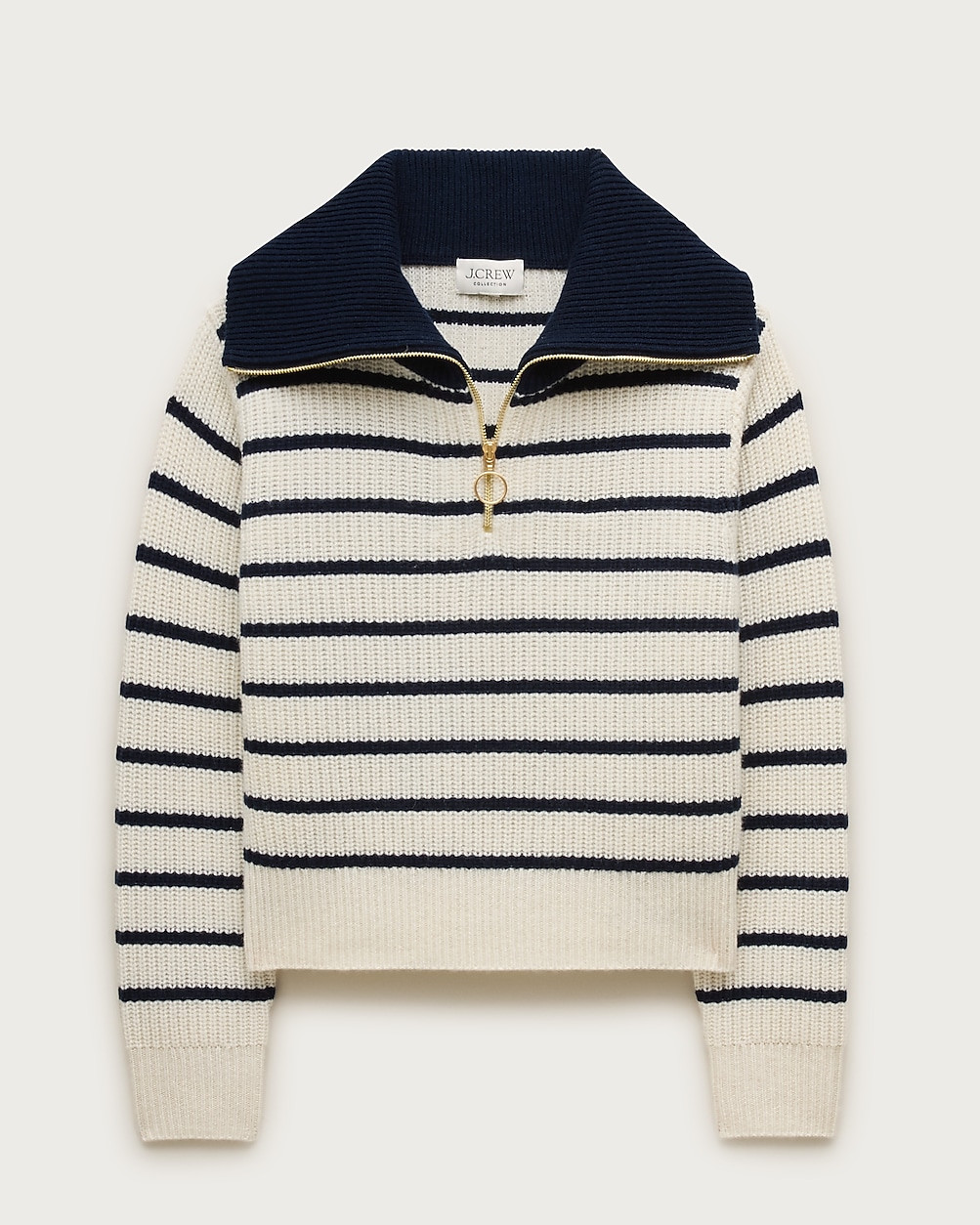Cashmere quarter-zip sweater in mariner stripe | J. Crew US