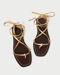 Lianna Gold/Espresso Lace-Up Sandal | Loeffler Randall