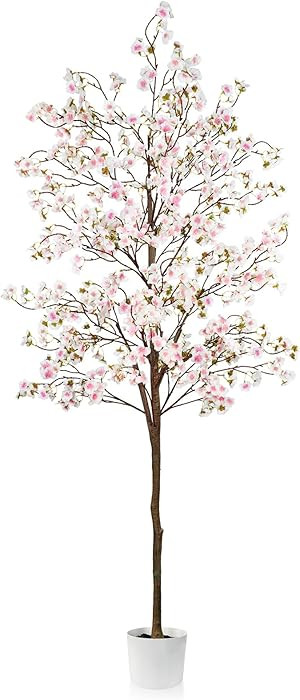 Cherry Blossom Tree 6FT, Artificial Pink Tree Indoor with White Planter, Faux Potted Silk Plant f... | Amazon (US)