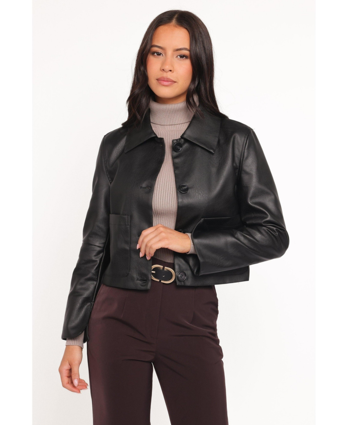 Petal and Pup Women's Hope Crop Faux Leather Jacket - Black | Macy's