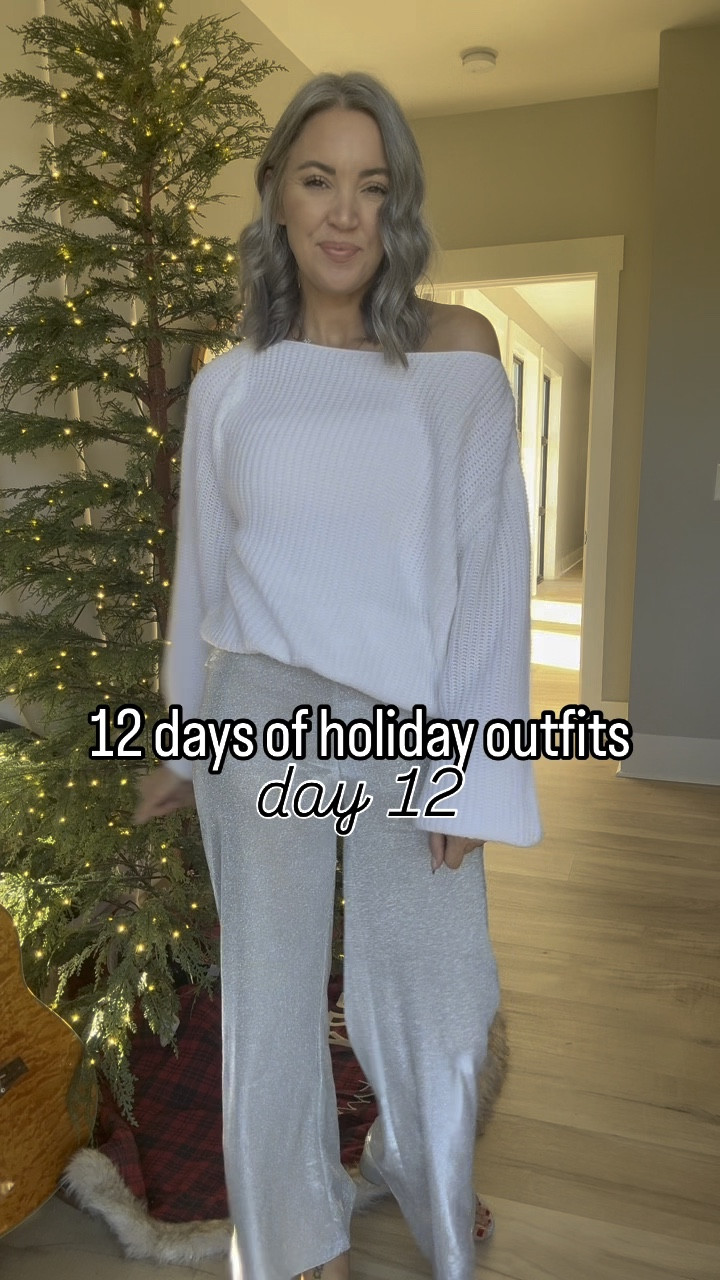12 days of holiday outfits….day 12!  This would also be a great New Years Eve outfit 🪩🩶

#christmaspartyoutfit #nyeoutfit #newyearsevefashion #sequinpants #sequinskirt

#LTKWatchNow #LTKParties #LTKHoliday