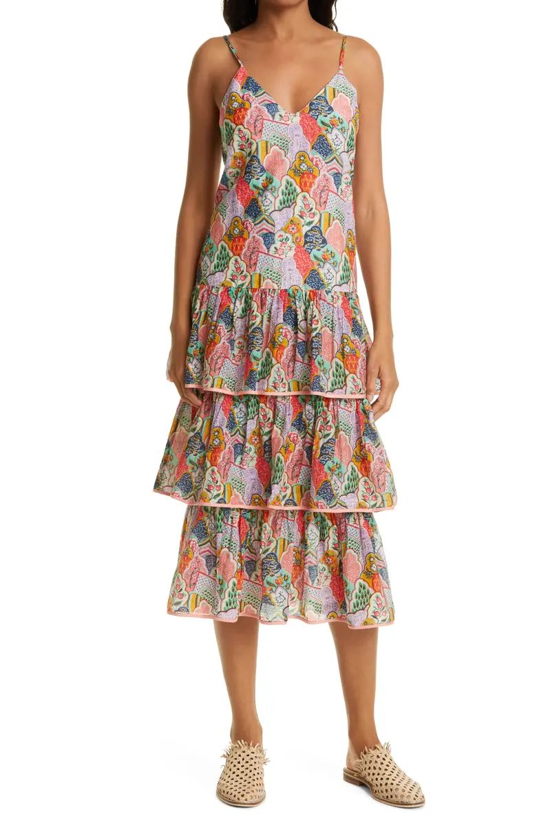 Vena Floral Mixed Print Tiered Ruffle Cotton Dress | Nordstrom | Nordstrom