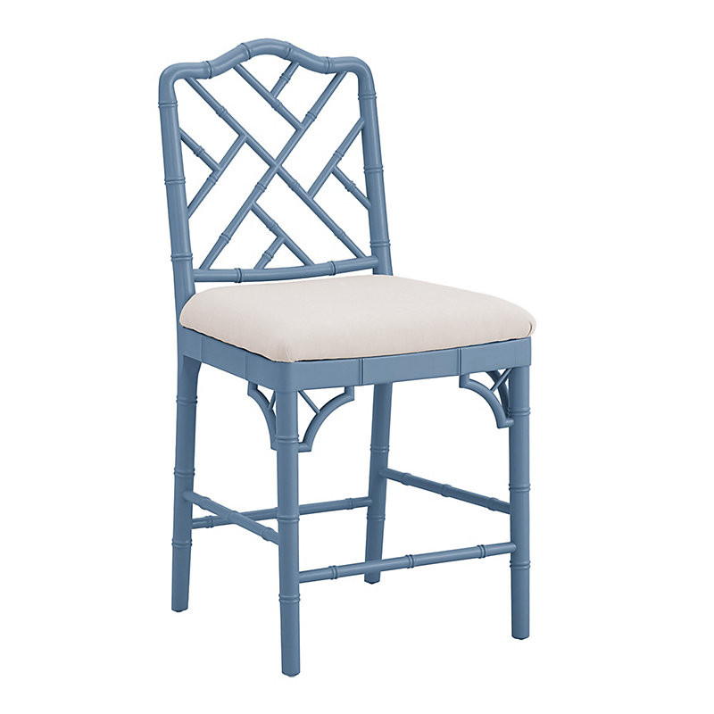 Dayna Stool - Cornflower/Sandberg Parchment, Counter Stool 25"H - Ballard Designs | Ballard Designs, Inc.