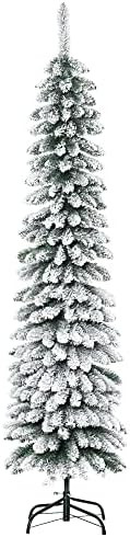 HOMCOM 6 FT Snow-Flocked Artificial Christmas Tree, Slim Pencil Xmas Tree with Realistic Branches... | Amazon (CA)
