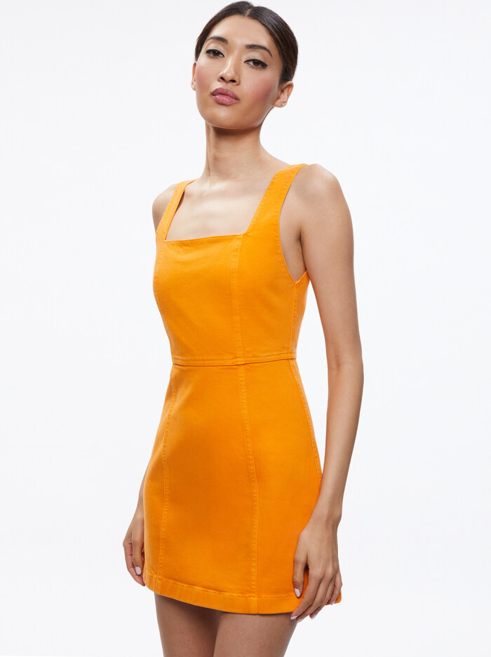 RAMSEY SQUARE NECK A-LINE MINI DRESS | Alice + Olivia
