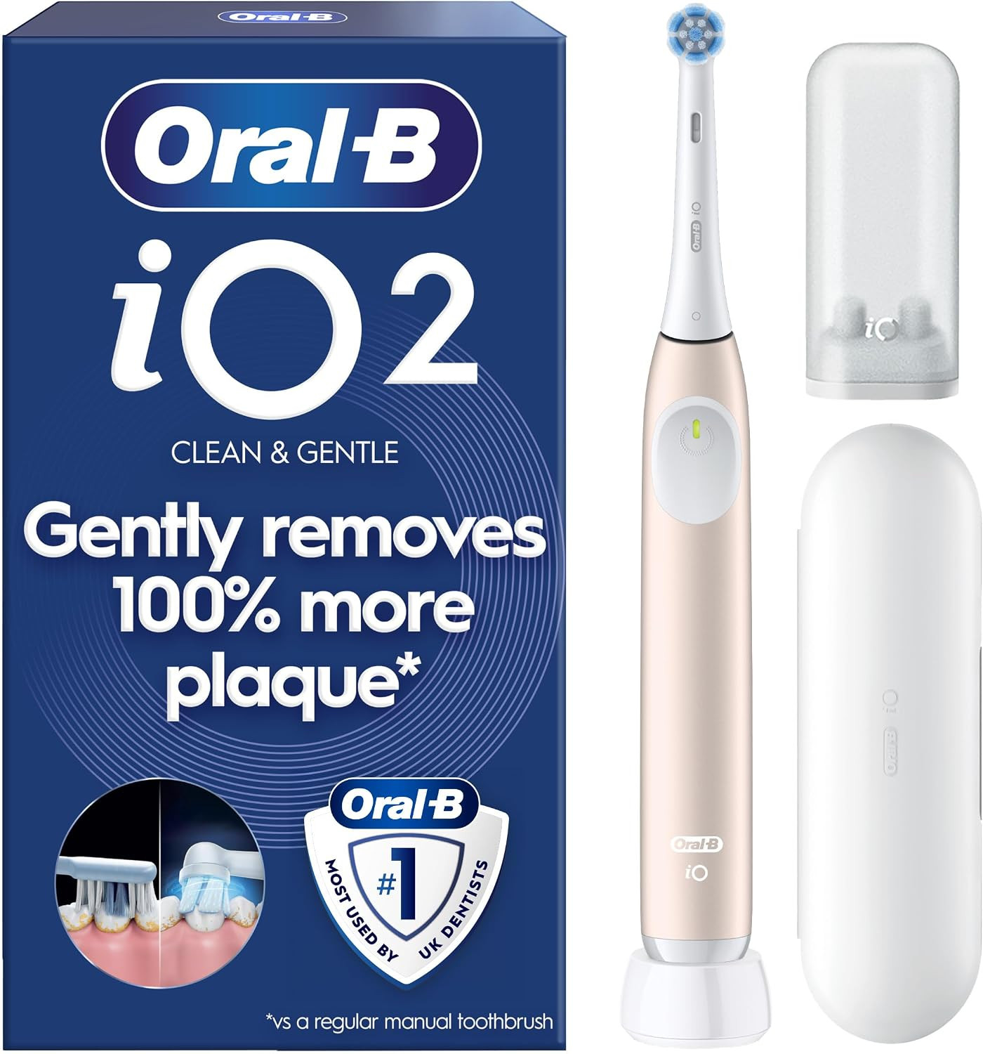 Oral-B iO2 Electric Toothbrush for Adults, Calm Pink, with Travel Case | Amazon (UK)