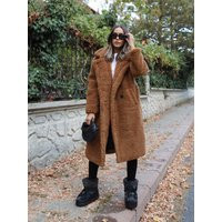 Women Single Button Teddy Midi Coat, Oversize Winter Christmas Warm Overcoat, Gift For Women, Long Jacket | Etsy (US)