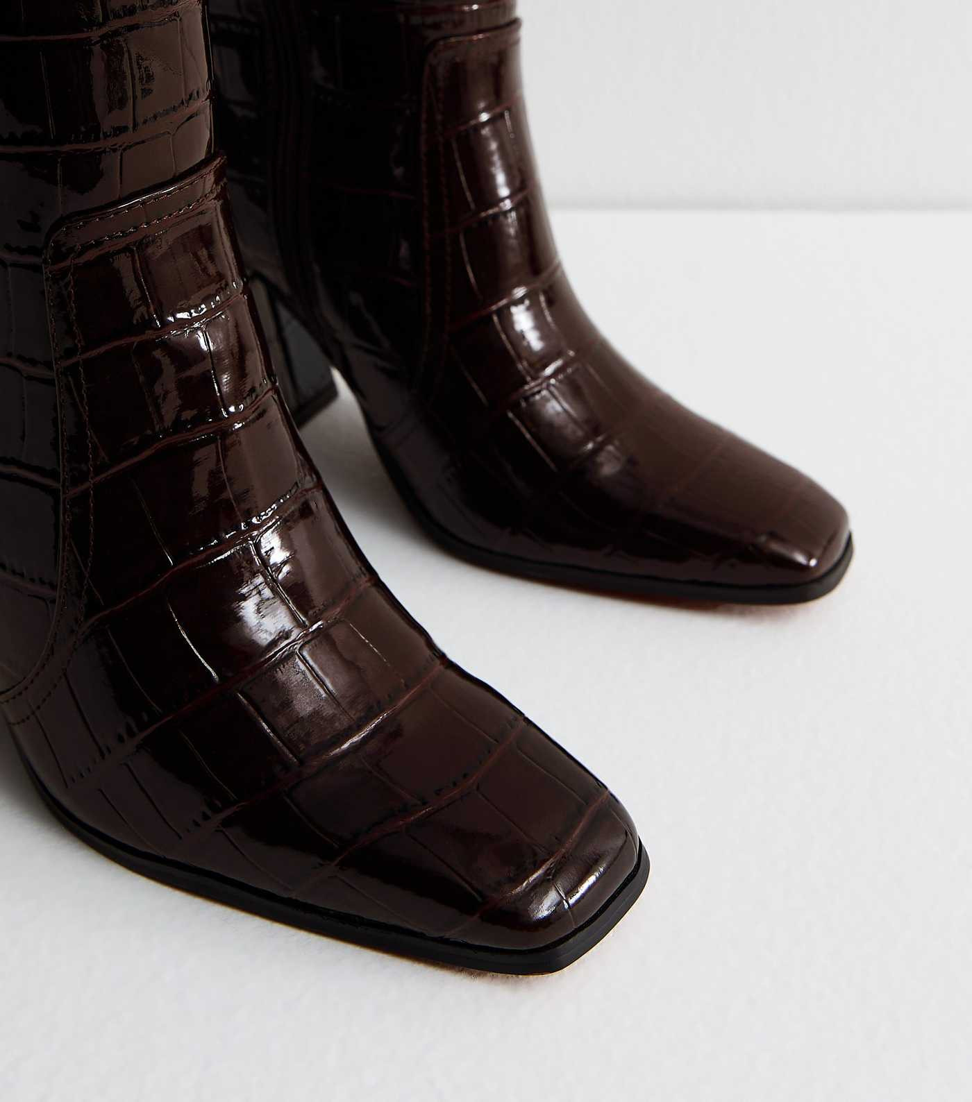 Brown Crocodile Effect Faux Leather Boots | New Look | New Look (UK)