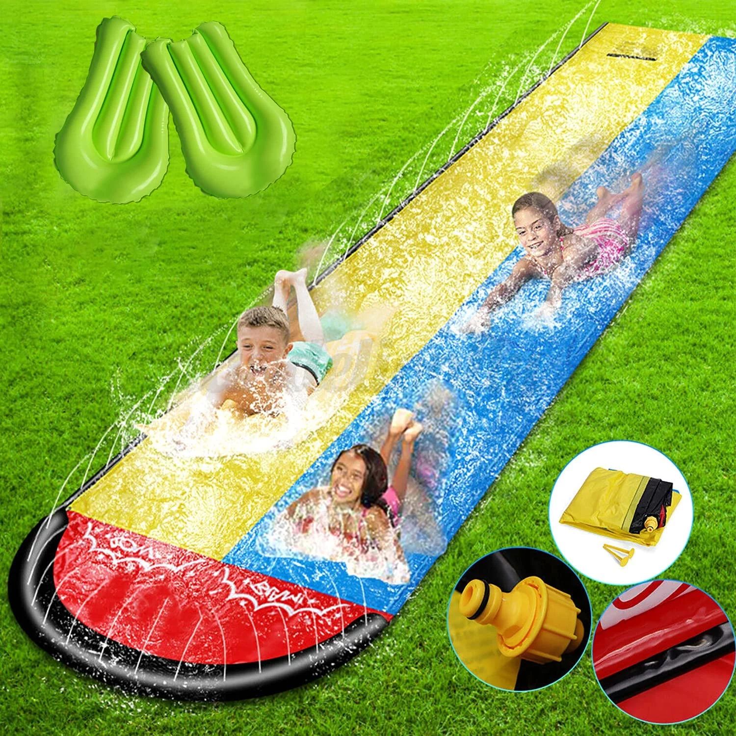 Slip and Slide Water Slide for Kids Adults, Garden Backyard Giant Racing Lanes and Splash Pool, O... | Walmart (US)