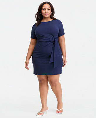 Trendy Plus Size Tie-Side Mini Dress | Macy's