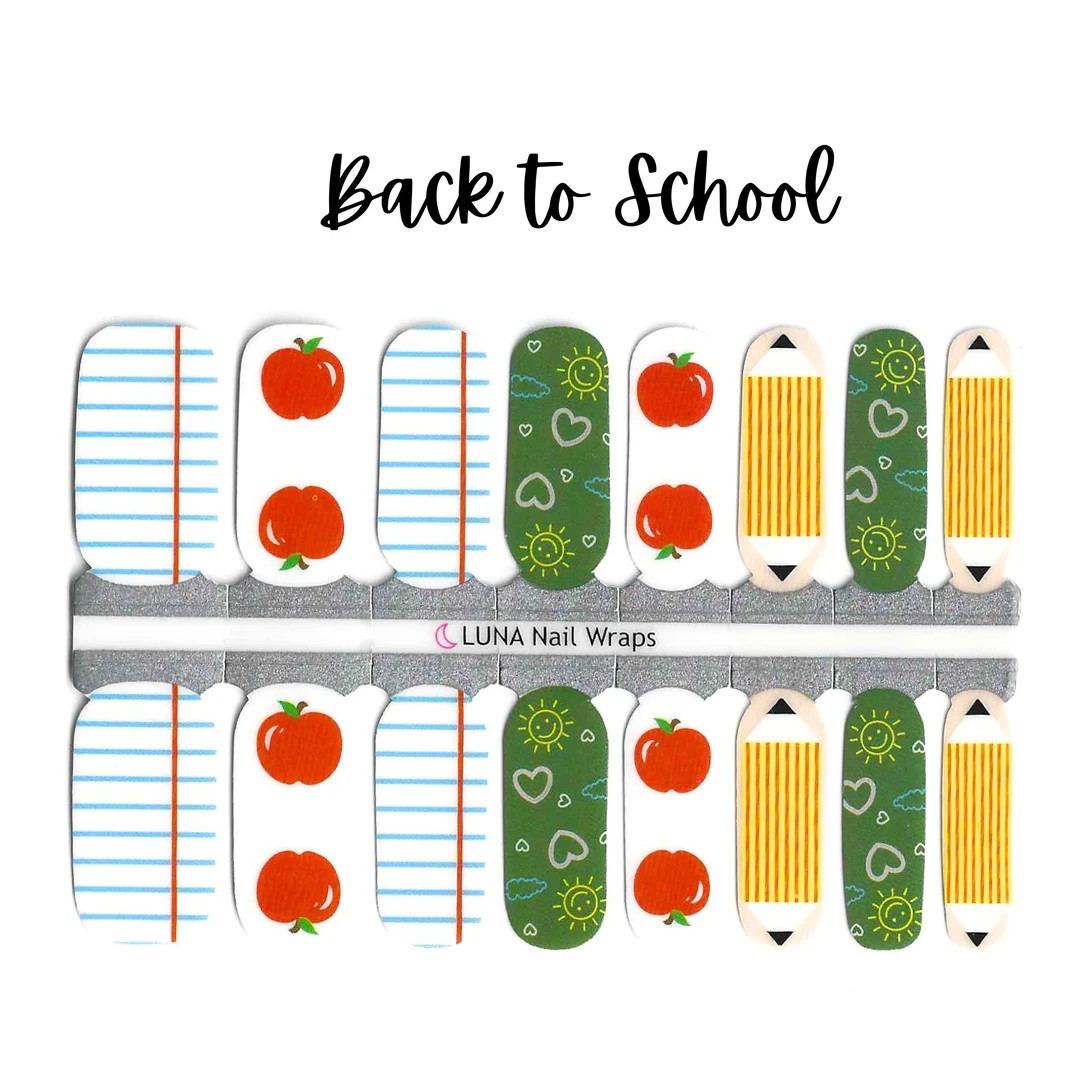 Back to School Teacher Nail Wraps Nail Stickers Nail Strips Apple Pencil - Etsy | Etsy (US)