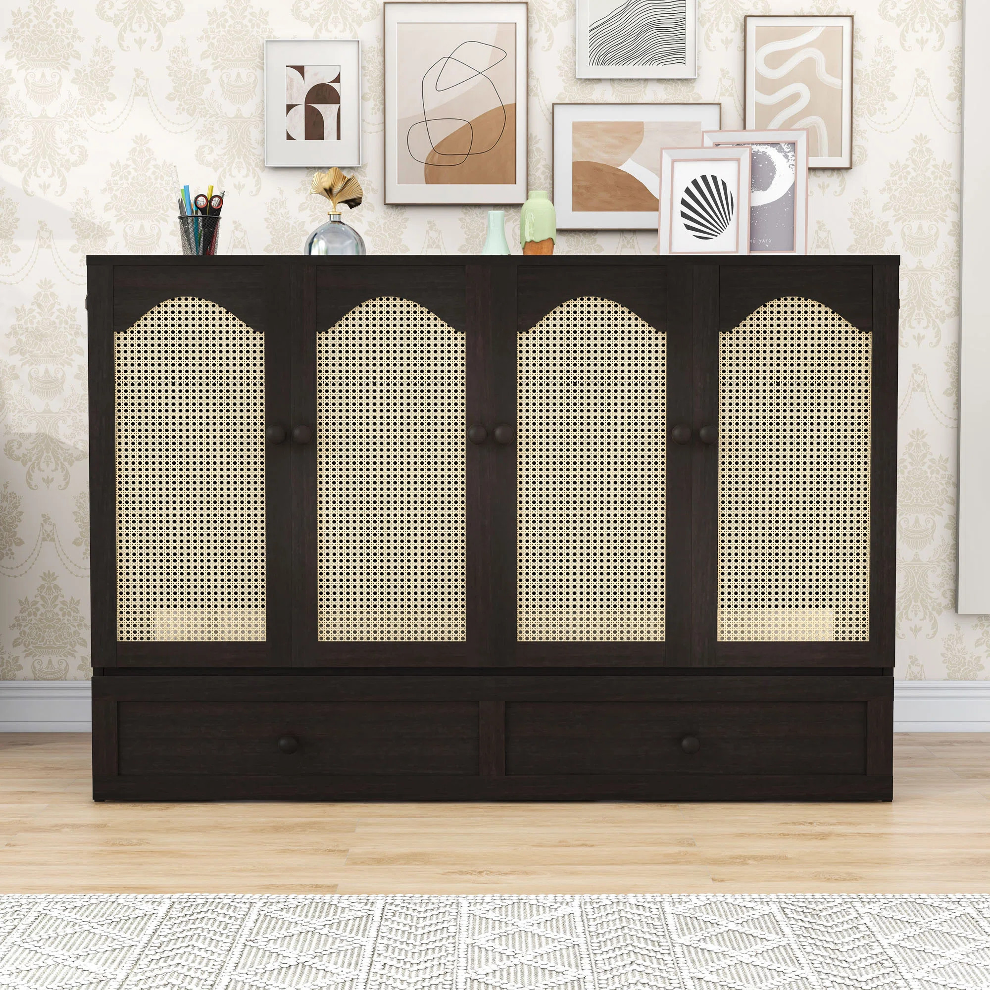 Bay Isle Home Queen Wood Murphy Bed with Power Station and Storage Drawer | Wayfair | Wayfair North America