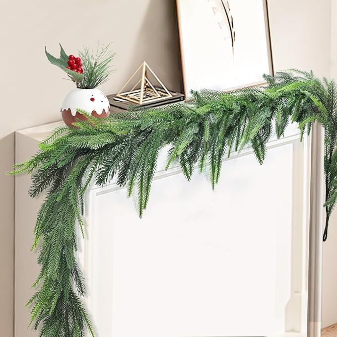 Norfolk Pine Garland Real Touch Christmas Garlands Artificial Faux Greenery Garland for Christmas... | Amazon (US)