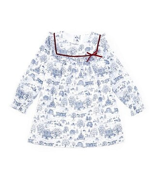 Edgehill Collection x Darby Fallon Clark Little Girls 2T-6X Ansley Toile Long Sleeve Dress | Dill... | Dillard's