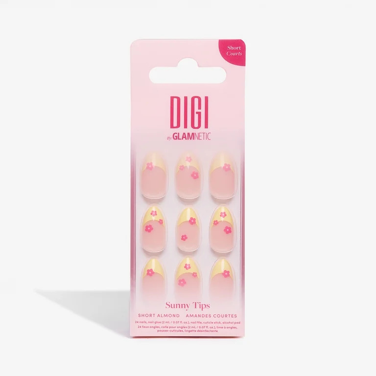 DIGI by Glamnetic Short Almond Artificial Press-on Nails, Sunny Tips, 24 Pieces | Walmart (US)