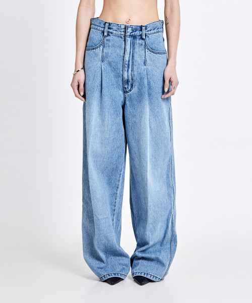 Boyfriend denim highwaist pants - Light Blue(woman) | Musinsa Global