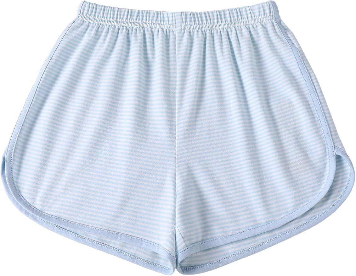 Girls Striped Shorts Casual Elastic Waist Workout Athletic Shorts for Kids Summer | Amazon (US)