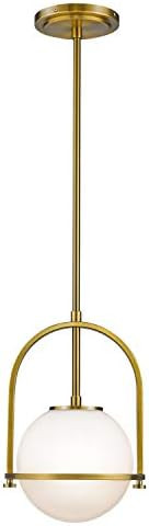 Modern Globe Pendant Lights, LMS 1-Light Hanging Light Fixture, Brushed Brass Finished with White... | Amazon (US)