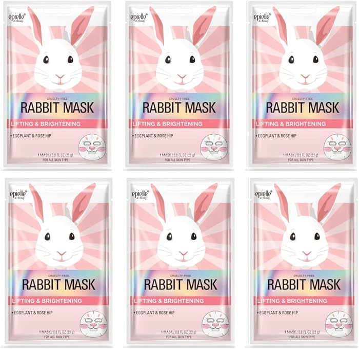 Epielle Character Face Mask Rabbit 6 Pack, Fun & Effective Korean Skin Care, Spa Party Favors, St... | Amazon (US)