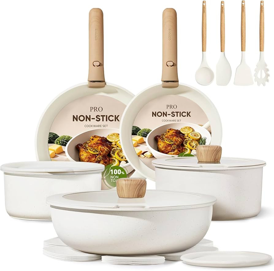 CAROTE 19pcs Pots and Pans Non Stick, Cookware Sets Detachable Handle, Induction Kitchen Pots and... | Amazon (US)