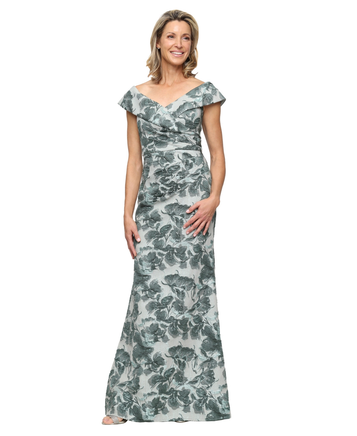 Alex Evenings Women's Off-The-Shoulder Long Dress - Sage | Macy's