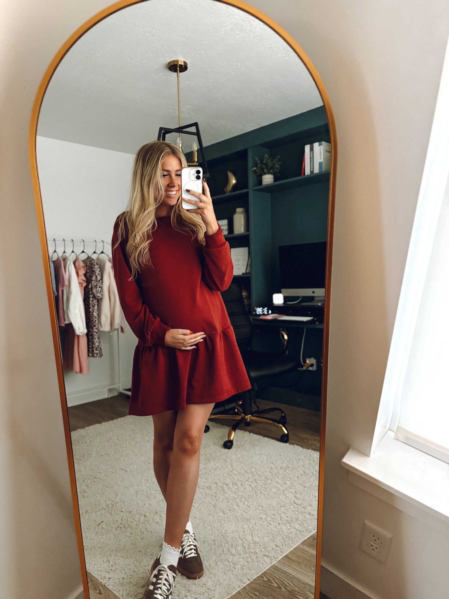 a go to dress in the fall! wearing M! would size up one if I were to order again with my bump (which in about to get another color bc they’re on sale right now!)

brown adidas sneakers: true to size and also my fav 

| pregnant | bump friendly | fall outfit 

#LTKFindsUnder100 #LTKBump #LTKSeasonal