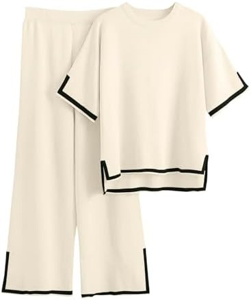 Imily Bela Womens Plus Size Lounge Sets 2 Piece Outfits Short Sleeve Pullover Tops Wide Leg Pants... | Amazon (US)