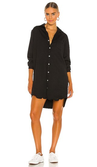Mary Woven Button Up Dress in Blackout | Revolve Clothing (Global)