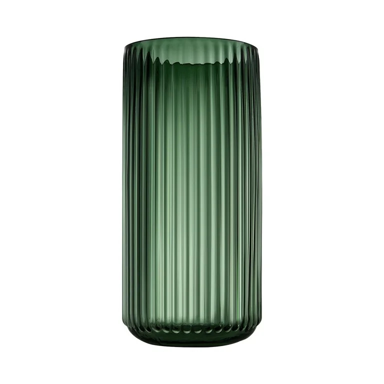 Ribbed Large Green Glass Ribbed Flower Vase for Dinning Table Decor | Walmart (US)