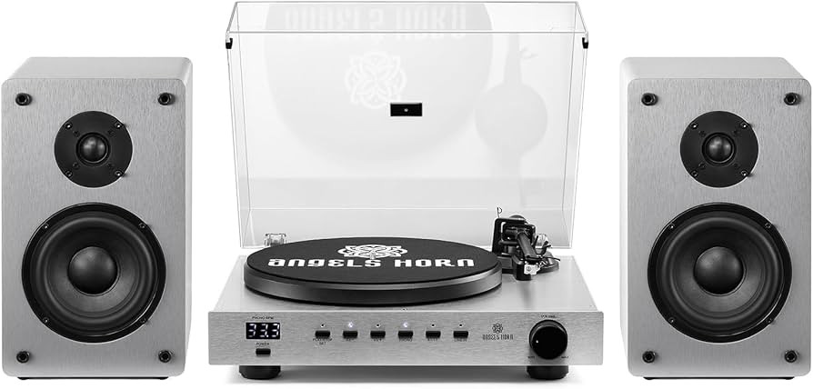 ANGELS HORN High Fidelity Bluetooth Vinyl Turntable Record Player with Bookshelf Speakers, AT-360... | Amazon (US)
