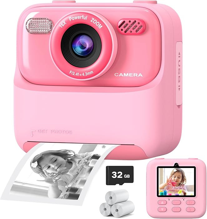 Kids Instant Digital Cameras for Boys and Girls, 1080P HD Dual-Lens Selfie Digital Camera with Pr... | Amazon (US)