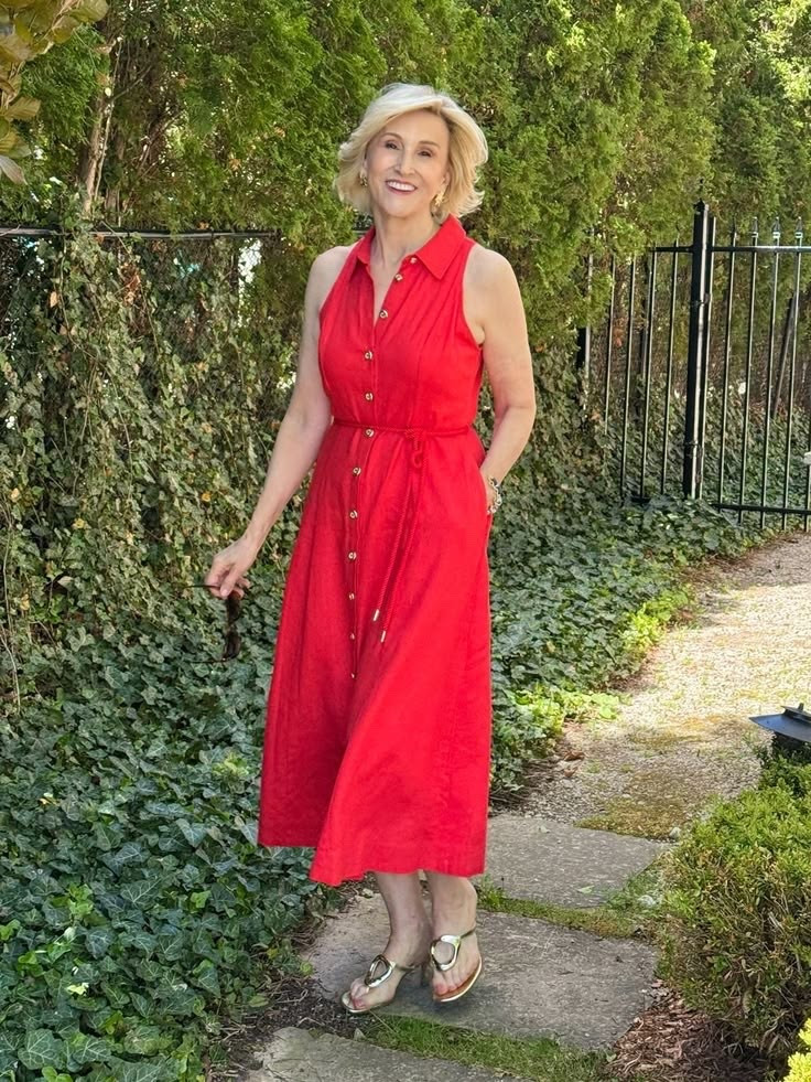There’s something about a red linen dress that instantly makes me feel confident. ❤️✨

I love the effortless feel of linen, especially during the warmer months, and this collared long dress strikes that perfect balance between polished and comfortable. Paired with gold heels, it’s an easy outfit that feels a little elevated without trying too hard.

The best pieces in my closet are the ones that make getting dressed simple, and this dress is definitely one of them. Comfortable, classic, and just bold enough to make a statement.

#LTKSeasonal #LTKOver40 #LTKootd