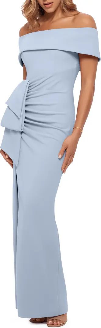 Xscape Evenings Ruched Off the Shoulder Crepe Gown | Nordstrom | Nordstrom
