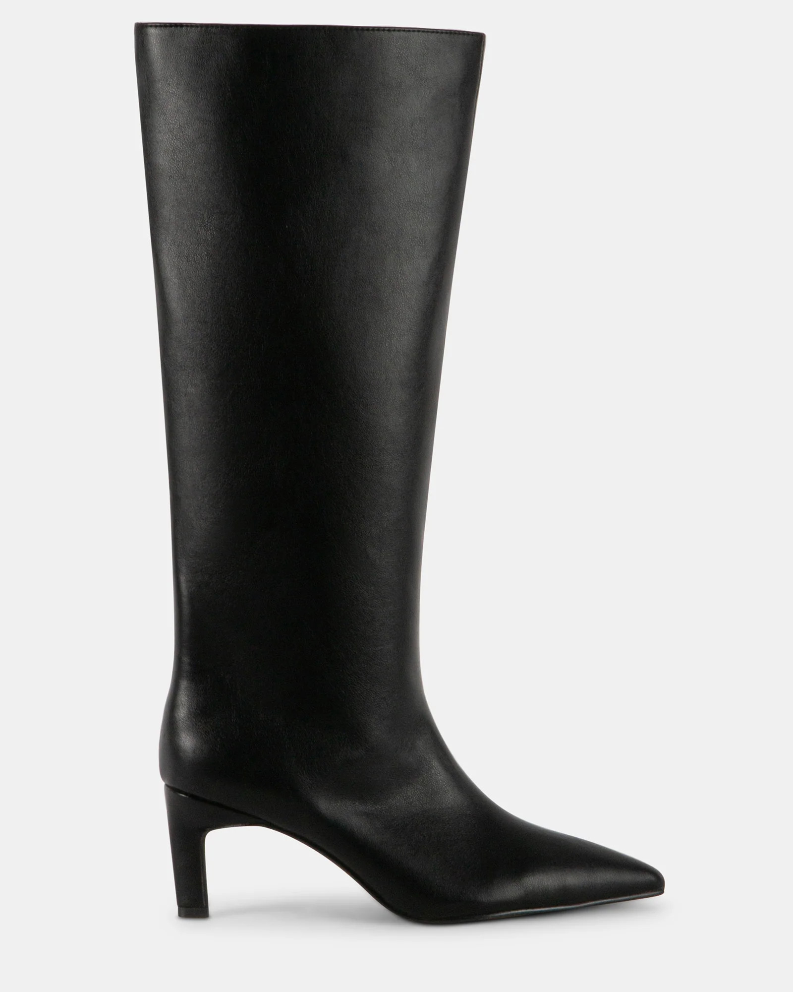 CAIMAN Black Pointed Toe Knee High Boots | Women's Designer Boots | Steve Madden (Canada)