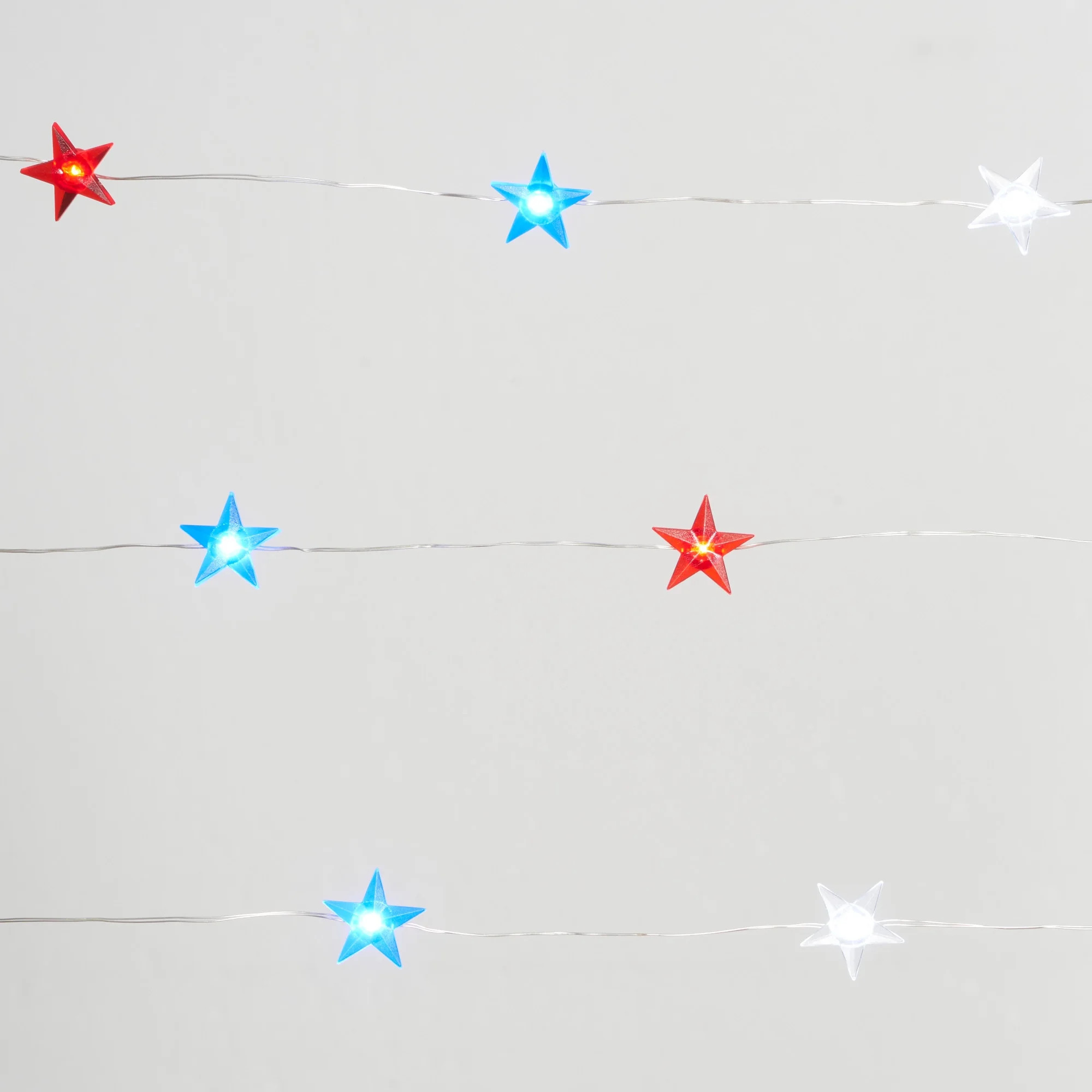 Patriotic 20-Count Battery Operated LED Star Wire Lights, with Silver Wire -Way to Celebrate | Walmart (US)