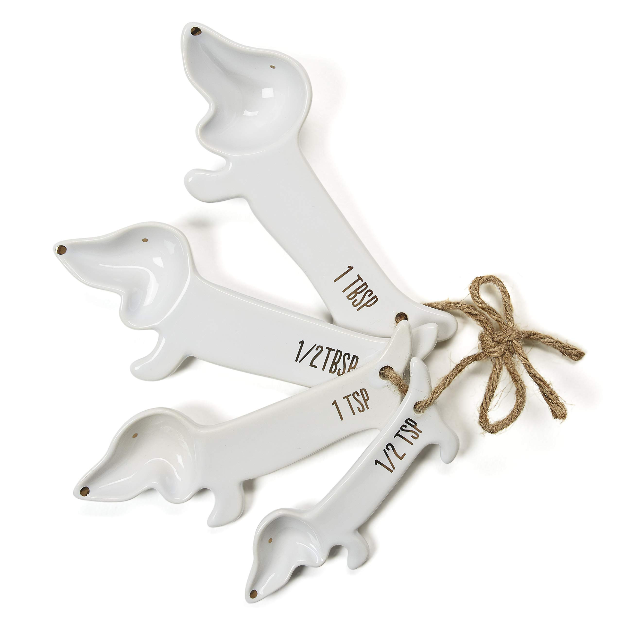 White Ceramic Dog Themed Kitchen Utensils: Measuring Cups and Spoons, Spoon Rest for Countertop -... | Amazon (US)