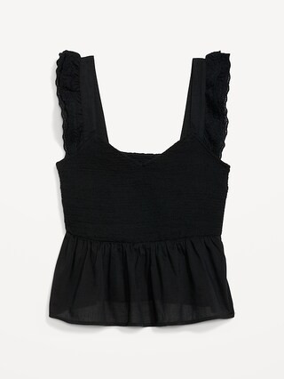 Smocked Flutter-Sleeve Cutwork Top for Women | Old Navy (US)