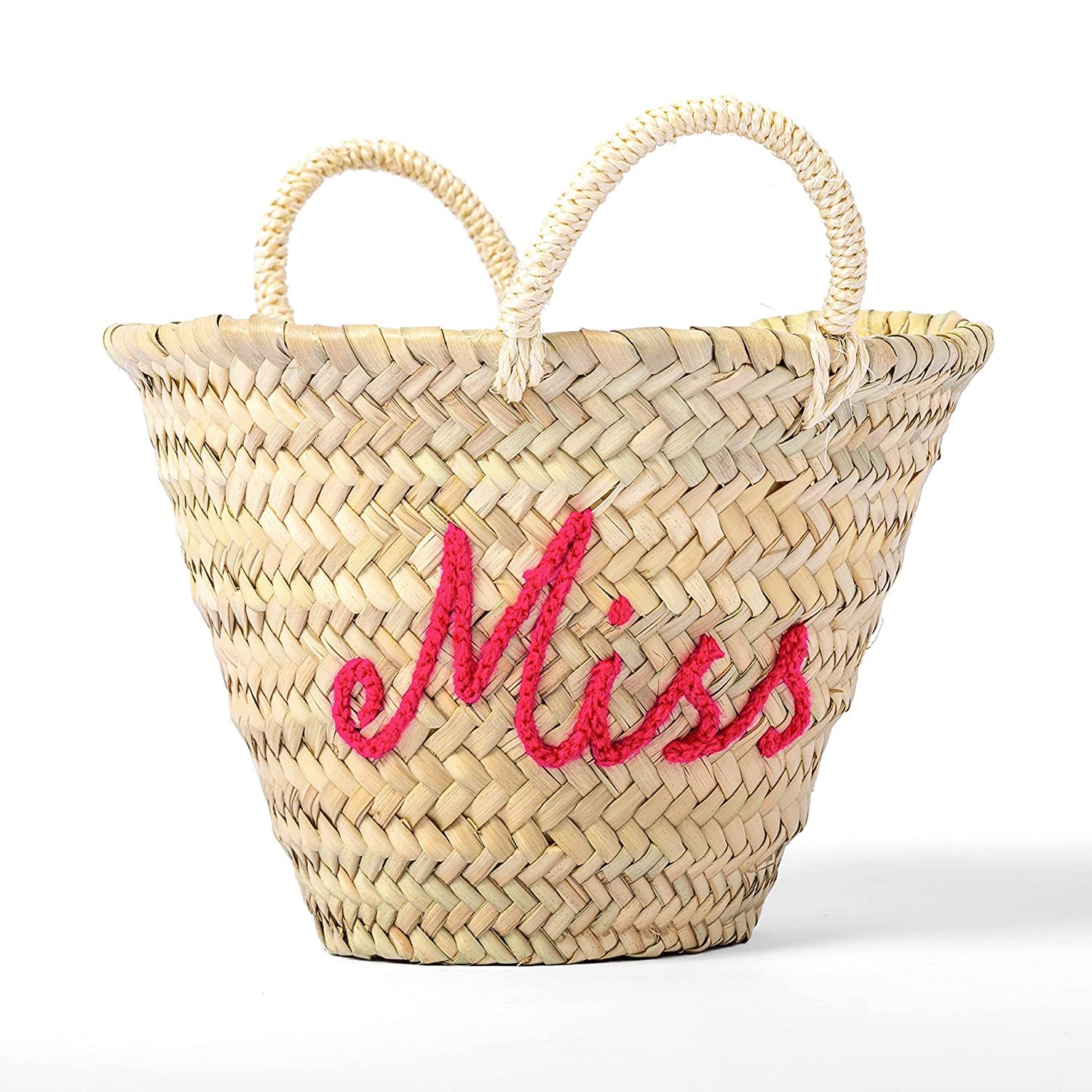 Personalized Create Your Own Easter Moroccan Handmade Straw Basket of Woven Palm Leaf with Handle... | Amazon (US)