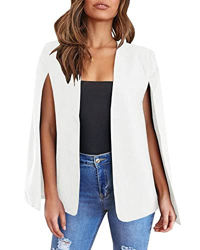 Cape Blazer Jackets for Women Elegant Casual Plus Size White Blazer, 2XL | Amazon (US)